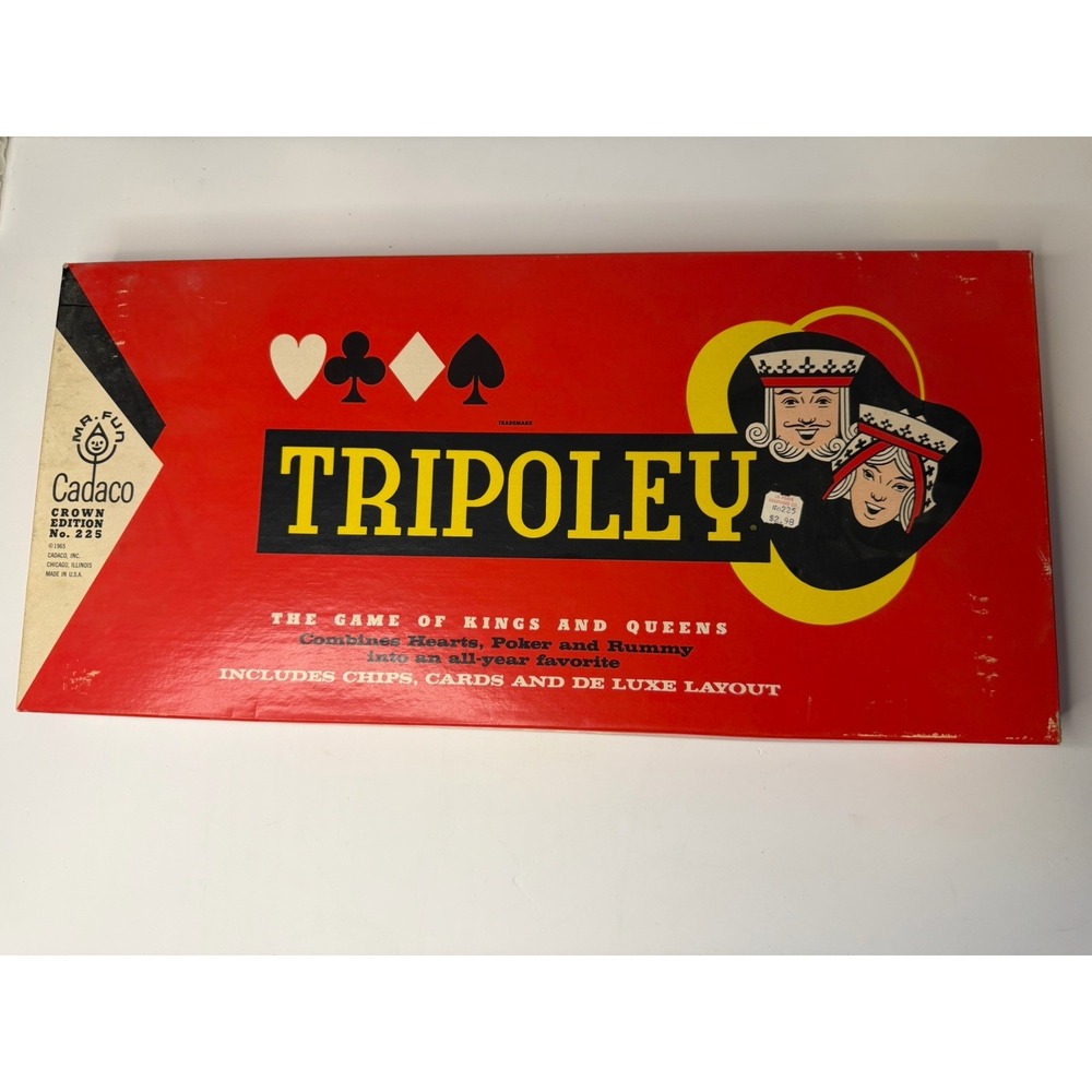 Tripoley Crown Edition Board Game Vintage 1965  Cadaco Complete Rare 1960s Retro
